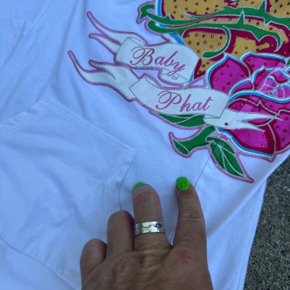 Vintage Y2K 90s Baby Phat White Strapless Tube Top Kangaroo Pocket Retro Hip Hop - Picture 2 of 7